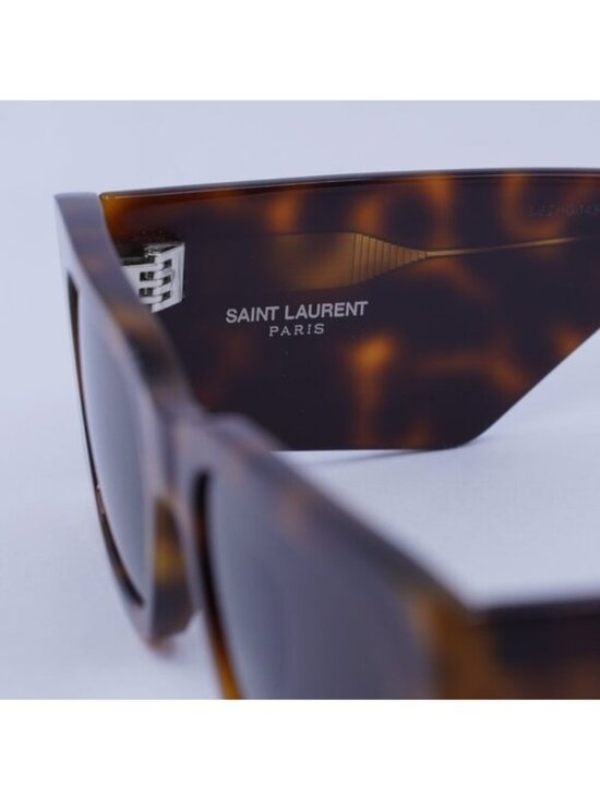 Saint Laurent SL654 003 Sunglasses Havana Square Frame, Black Lenses